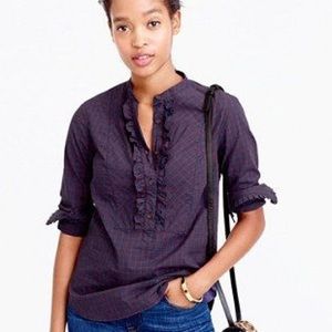 J. Crew Ruffle Popover in Mini Windowpane